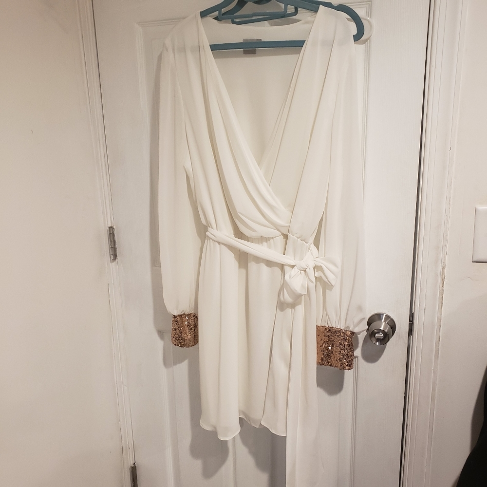 ASOS Long Sleeve White Faux wrap dress